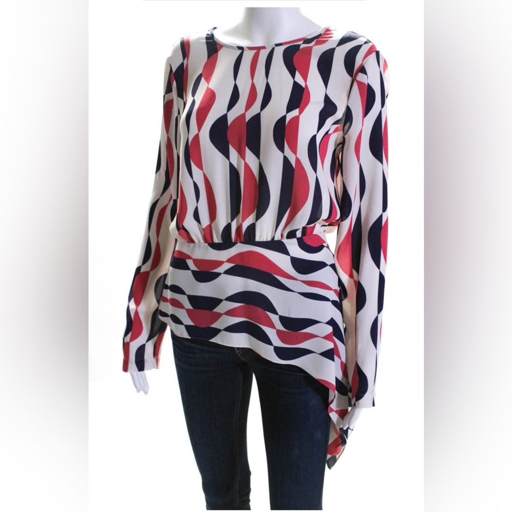BCBGMAXAZRIA Asymmetrical Eugenie Deco-Printed Top